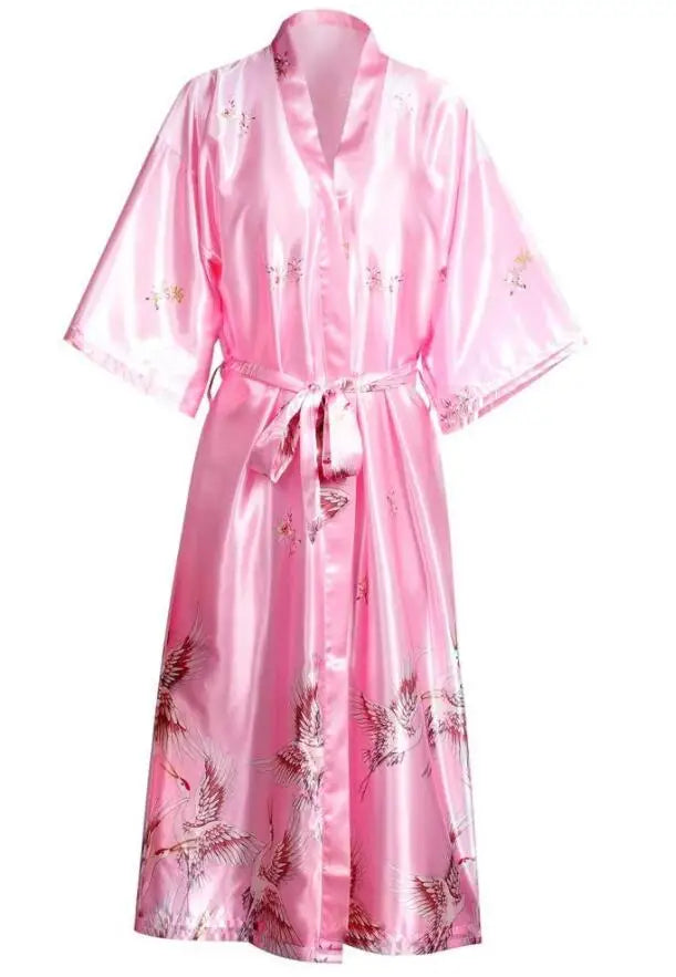 Peignoir en Satin Gris Long de Mariée