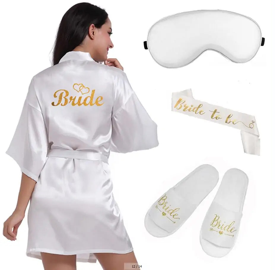 Peignoir en Satin à Paillettes de Mariée