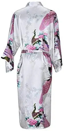 Peignoir en Satin de Soie Fleurie de Mariée