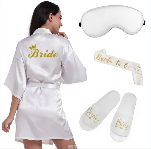 Peignoir en Satin à Paillettes de Mariée