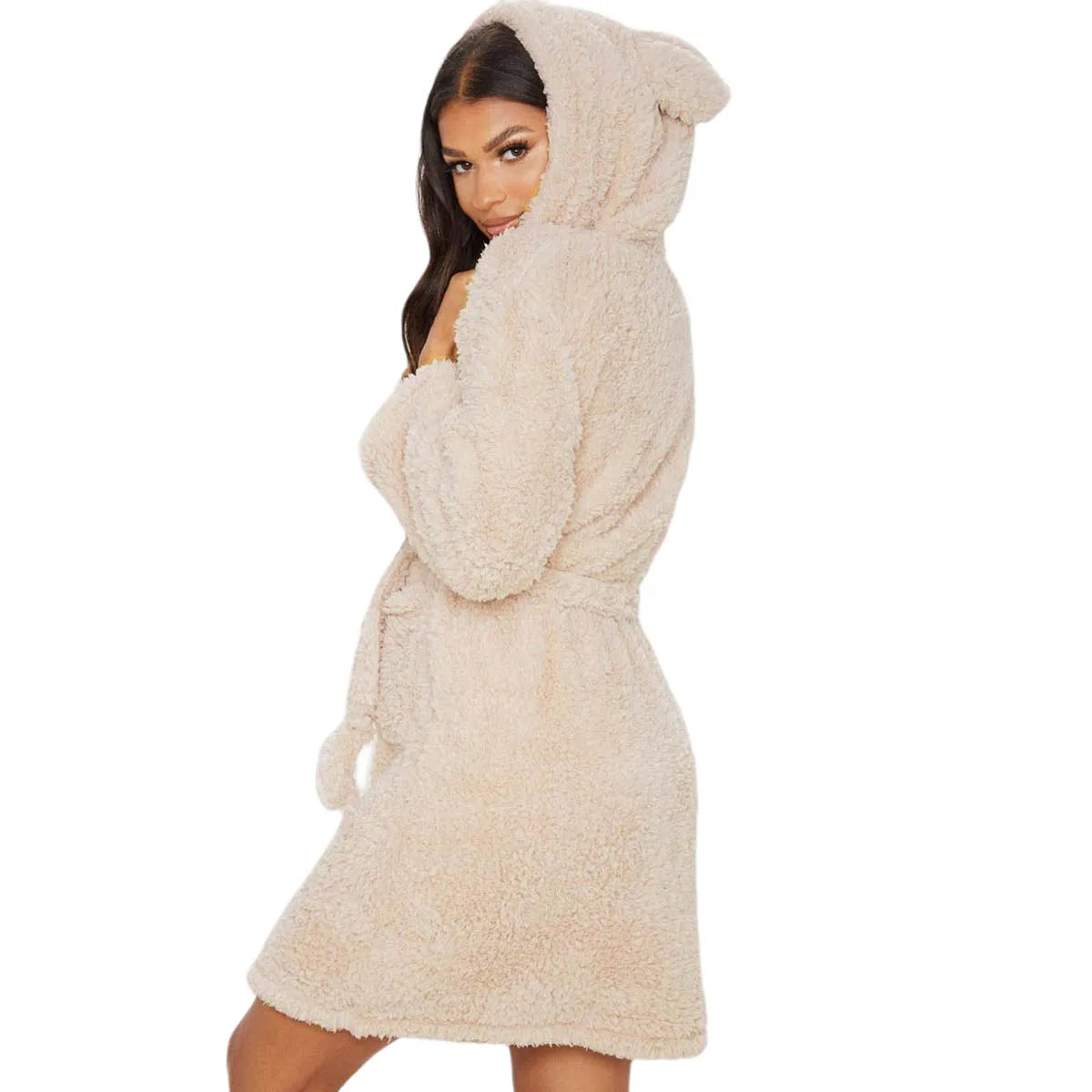 Peignoir en Peluche Col en V d'hiver