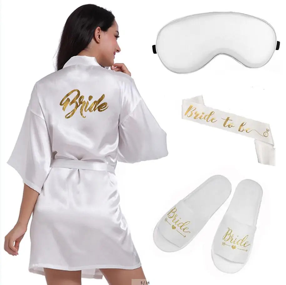 Peignoir en Satin à Paillettes de Mariée