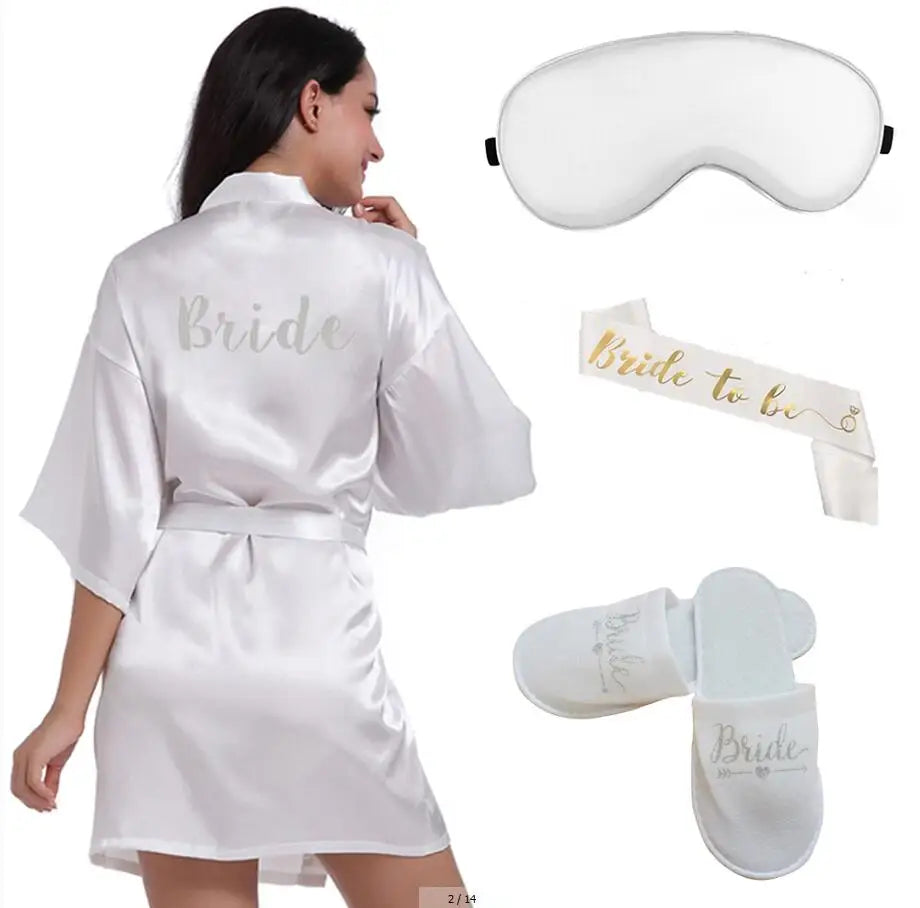 Peignoir en Satin à Paillettes de Mariée