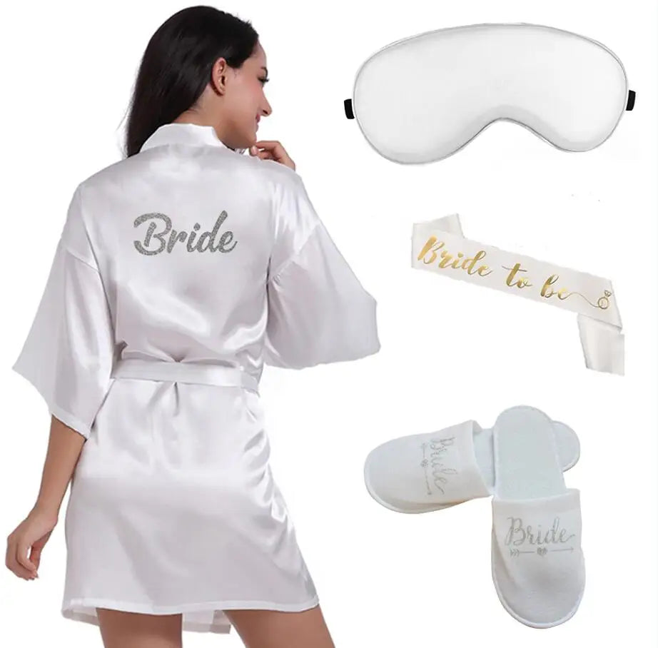 Peignoir en Satin à Paillettes de Mariée