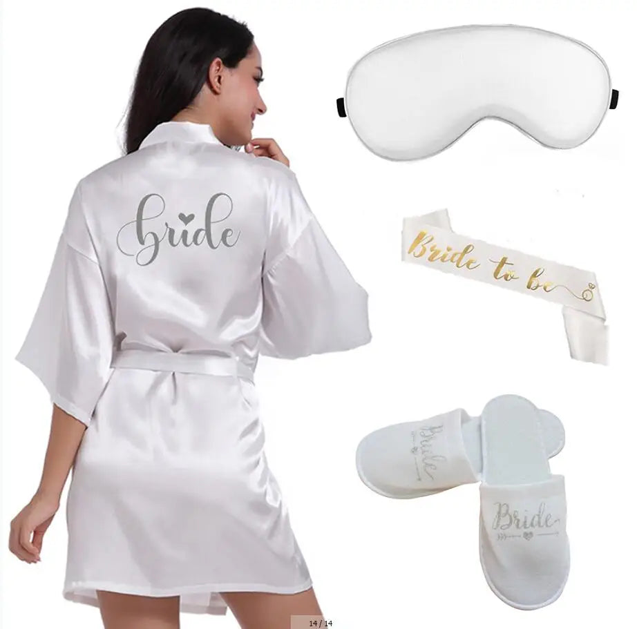 Peignoir en Satin à Paillettes de Mariée
