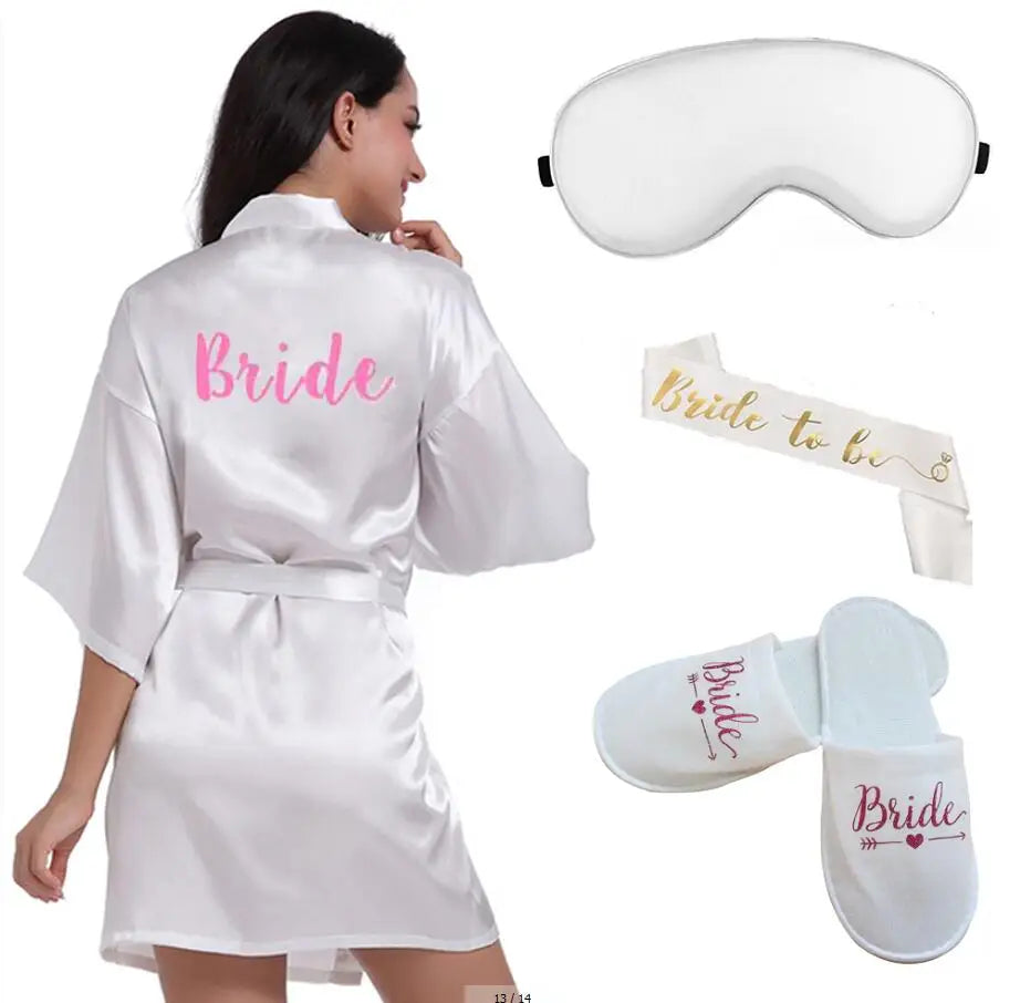 Peignoir en Satin à Paillettes de Mariée