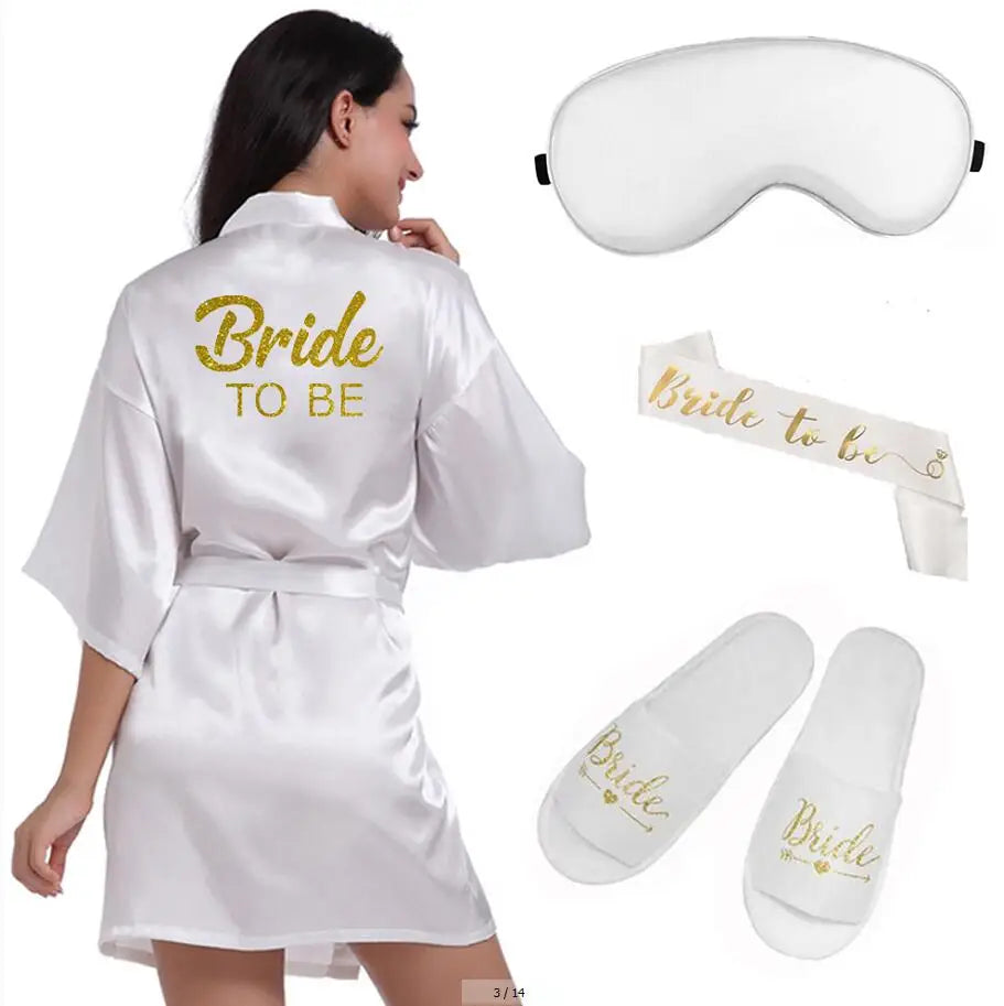 Peignoir en Satin à Paillettes de Mariée