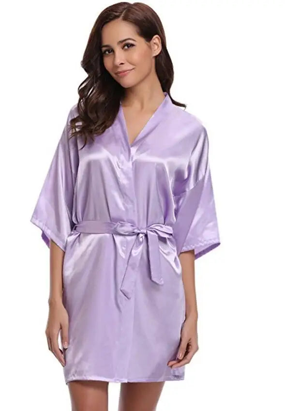 Peignoir en Satin Bleu Marine Sexy