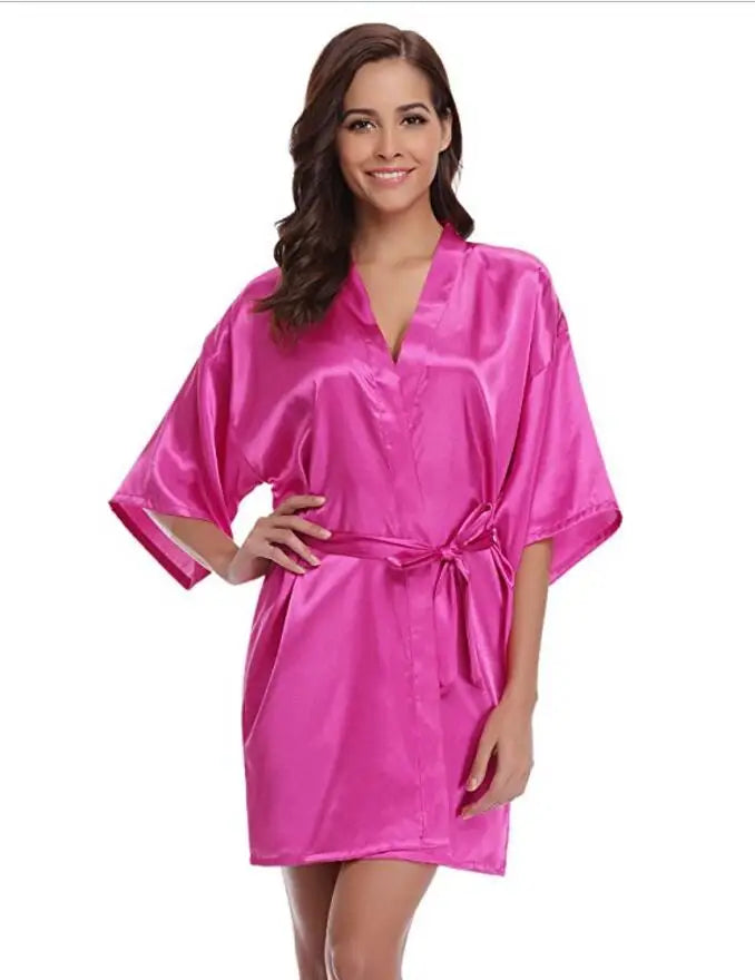 Peignoir en Satin Bleu Marine Sexy