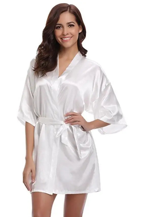 Peignoir en Satin Bleu Marine Sexy