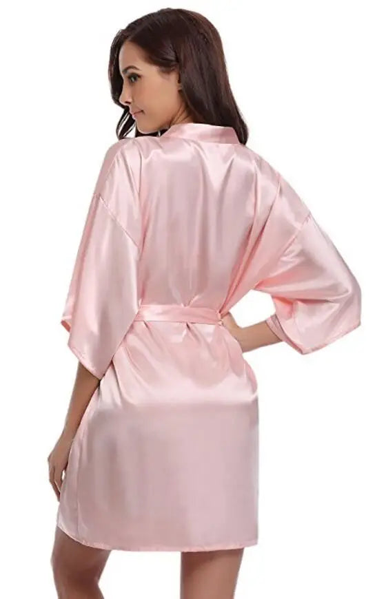 Peignoir en Satin Bleu Marine Sexy
