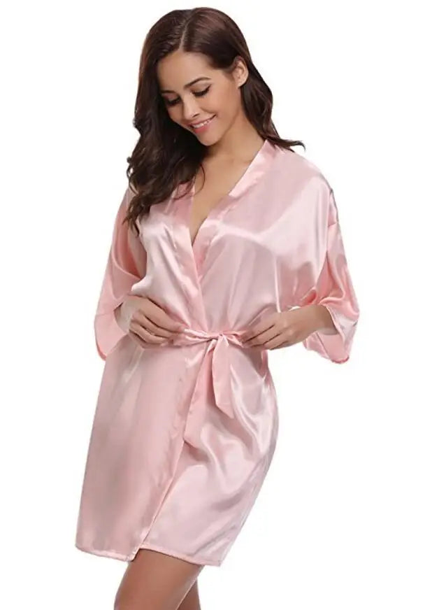 Peignoir en Satin Bleu Marine Sexy