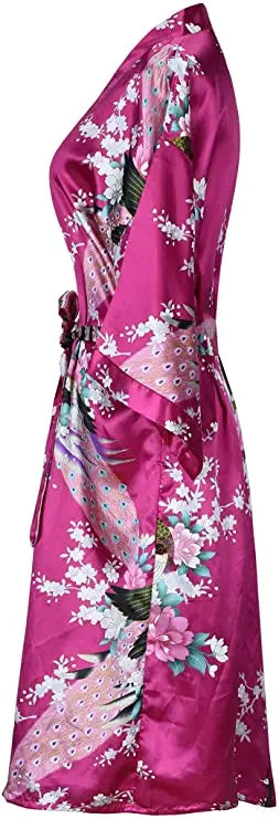 Peignoir en Satin de Soie Fleurie de Mariée