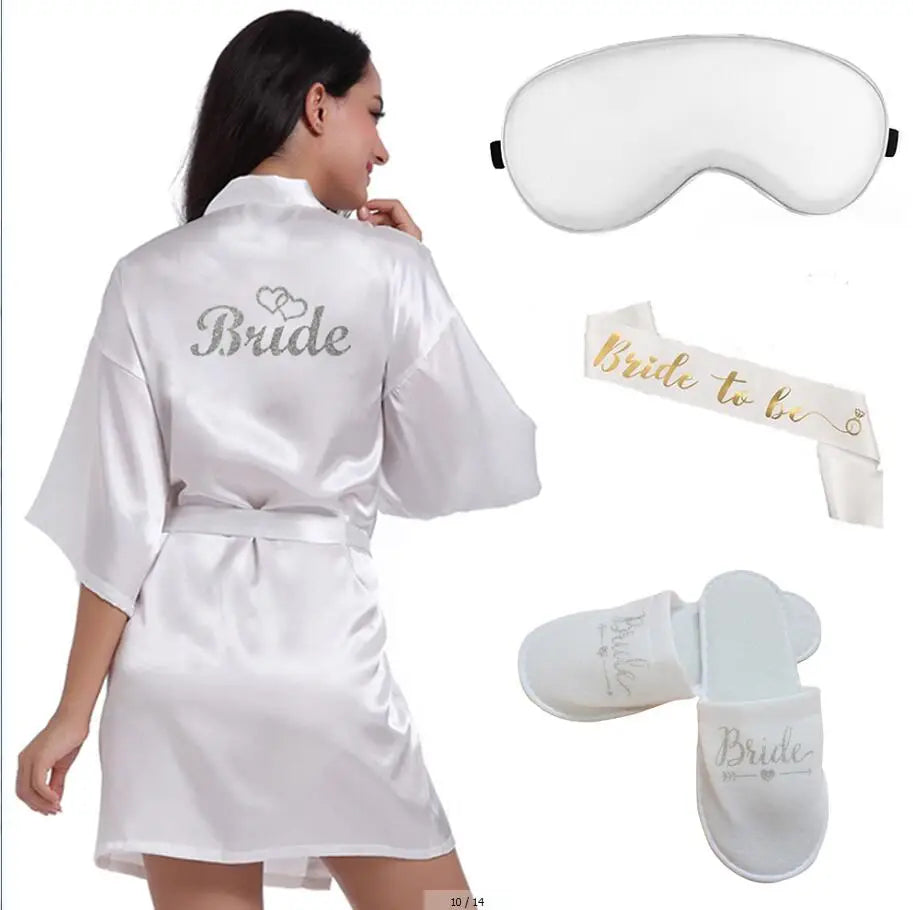 Peignoir en Satin à Paillettes de Mariée