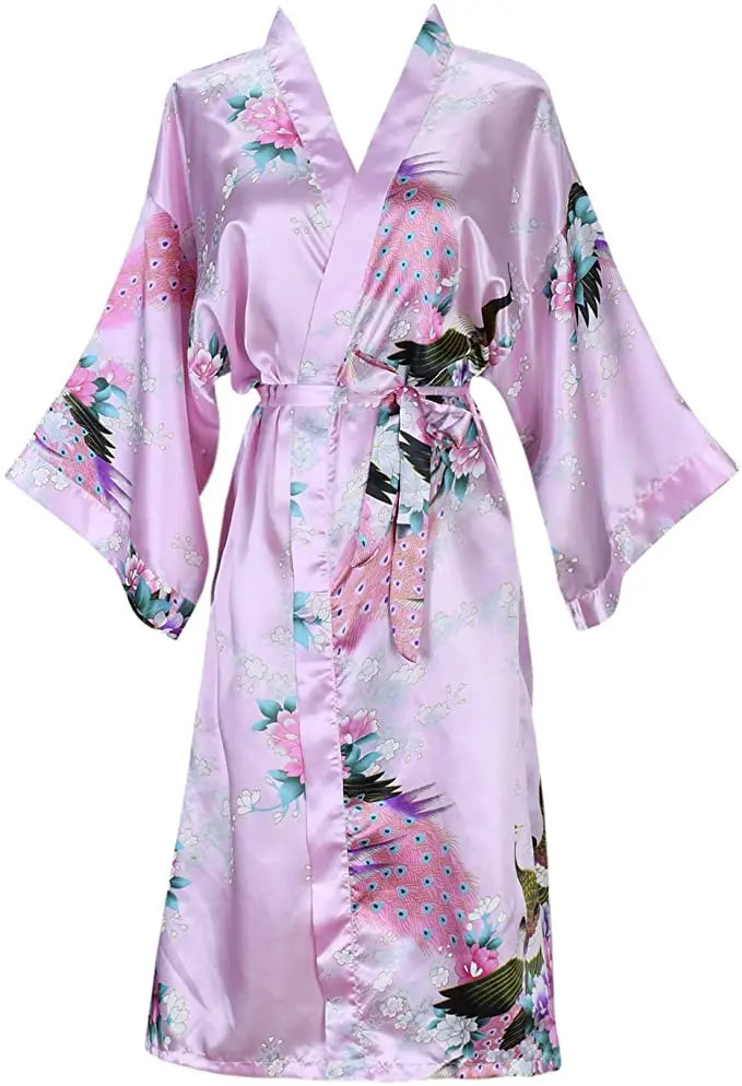 Peignoir en Satin de Soie Fleurie de Mariée