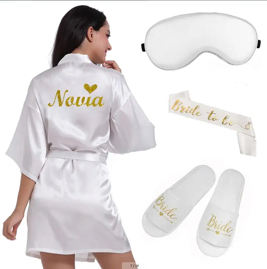 Peignoir en Satin à Paillettes de Mariée