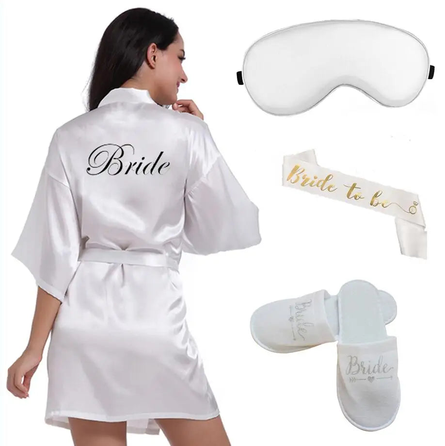 Peignoir en Satin à Paillettes de Mariée