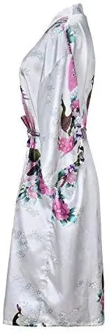 Peignoir en Satin de Soie Fleurie de Mariée