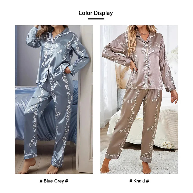Ensemble Pyjama en Satin Manches Longues Automne/hiver