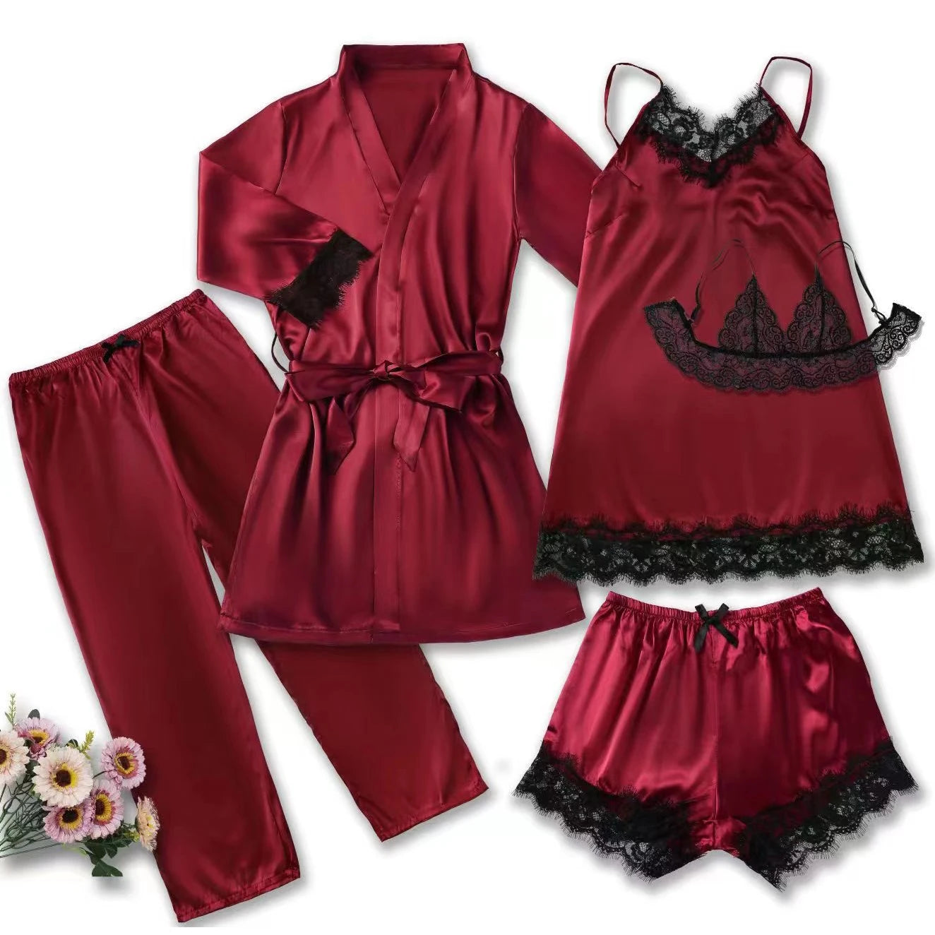 Peignoir en Dentelle Rose Sexy