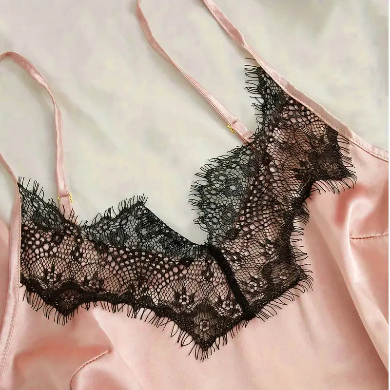 Peignoir en Dentelle Rose Sexy