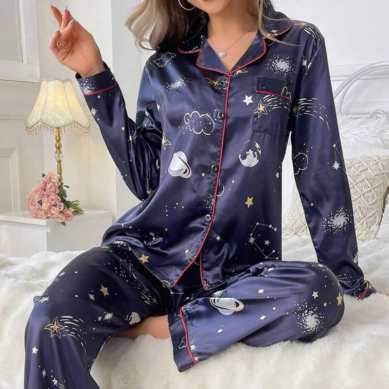 Ensemble Pyjama en Satin Manches Longues Automne/hiver