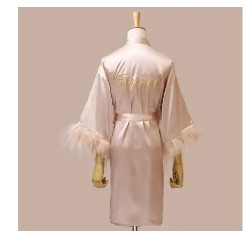 Peignoir en Satin Col en V
