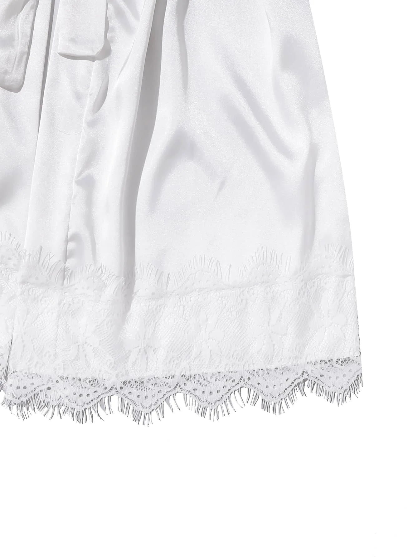 Ensemble Pyjama en Dentelle Long de Mariage