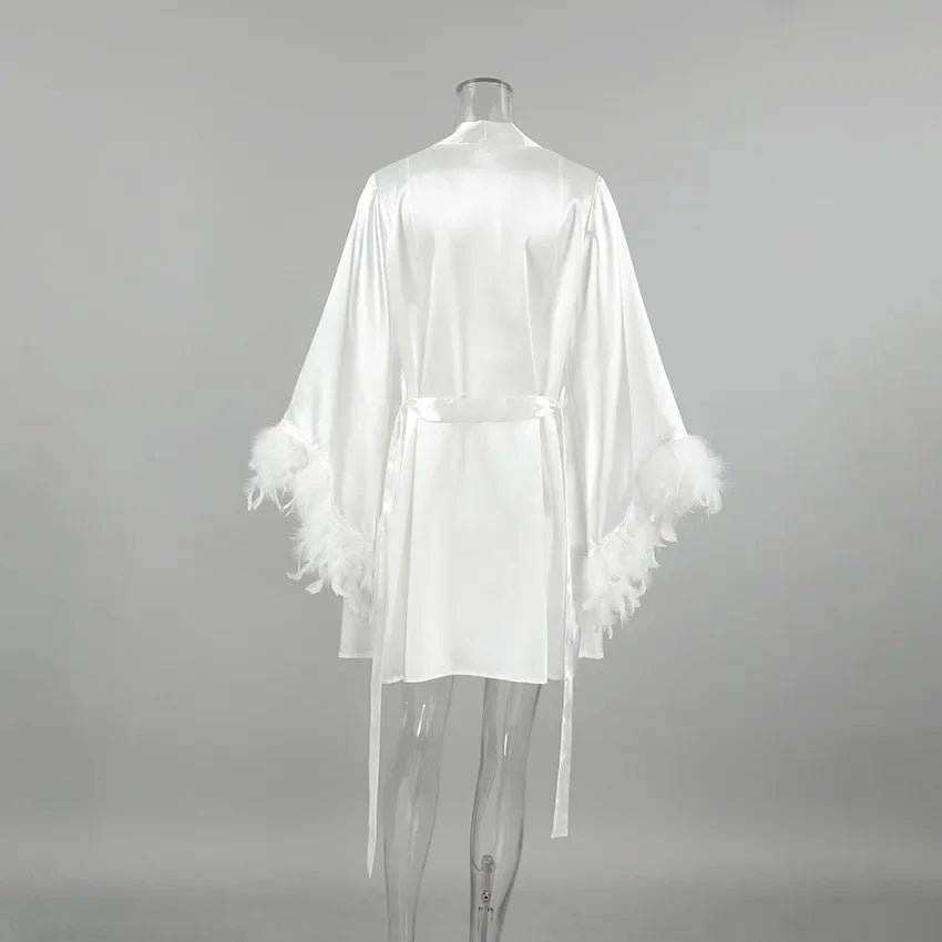 Peignoir en Rayonne à Plumes d'été de Mariée