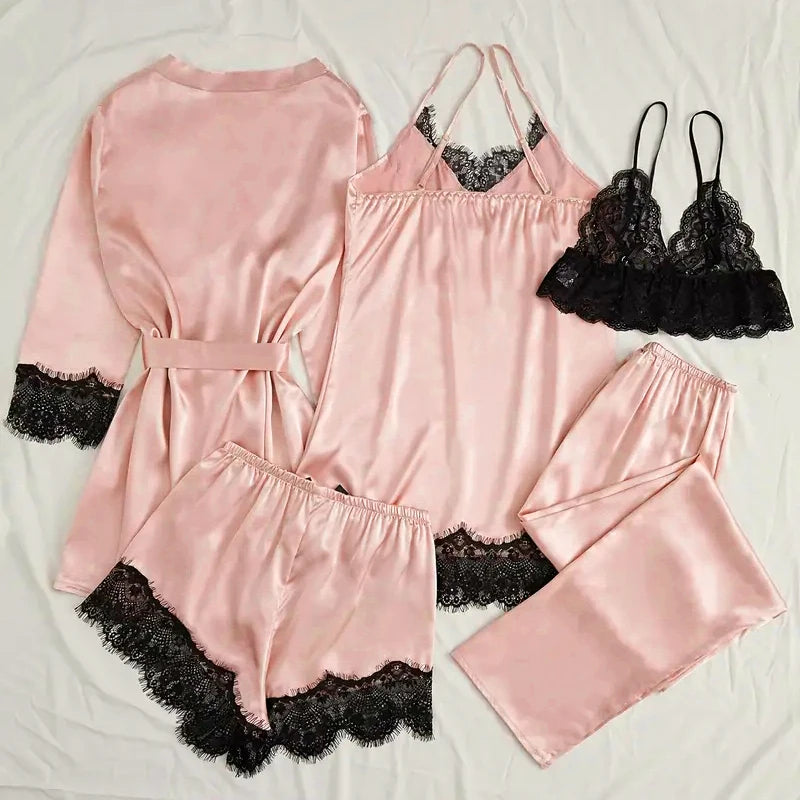 Peignoir en Dentelle Rose Sexy