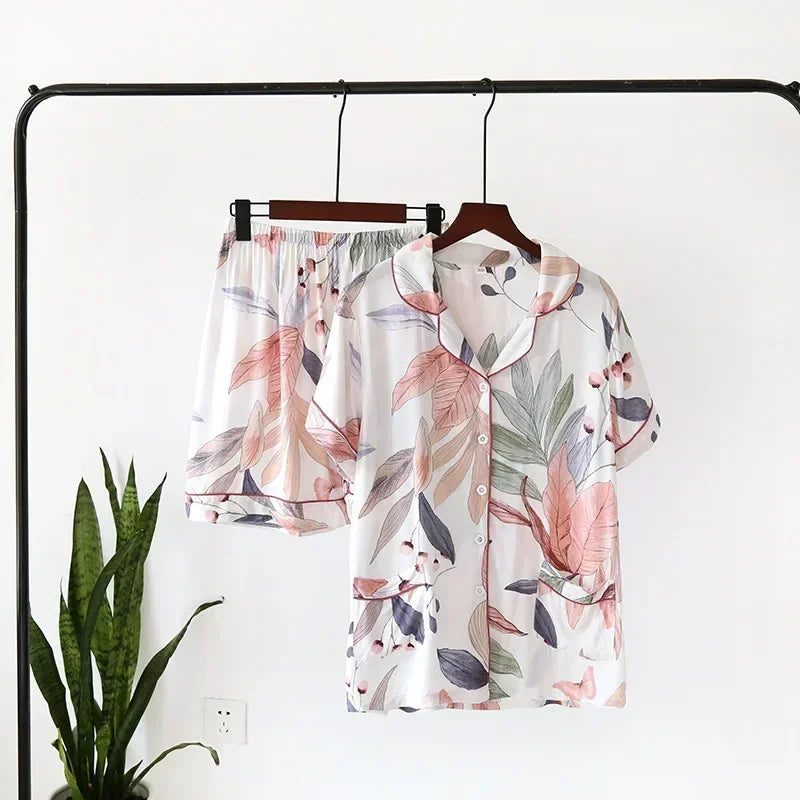 Ensemble Pyjama en Viscose Manches Longues d'été