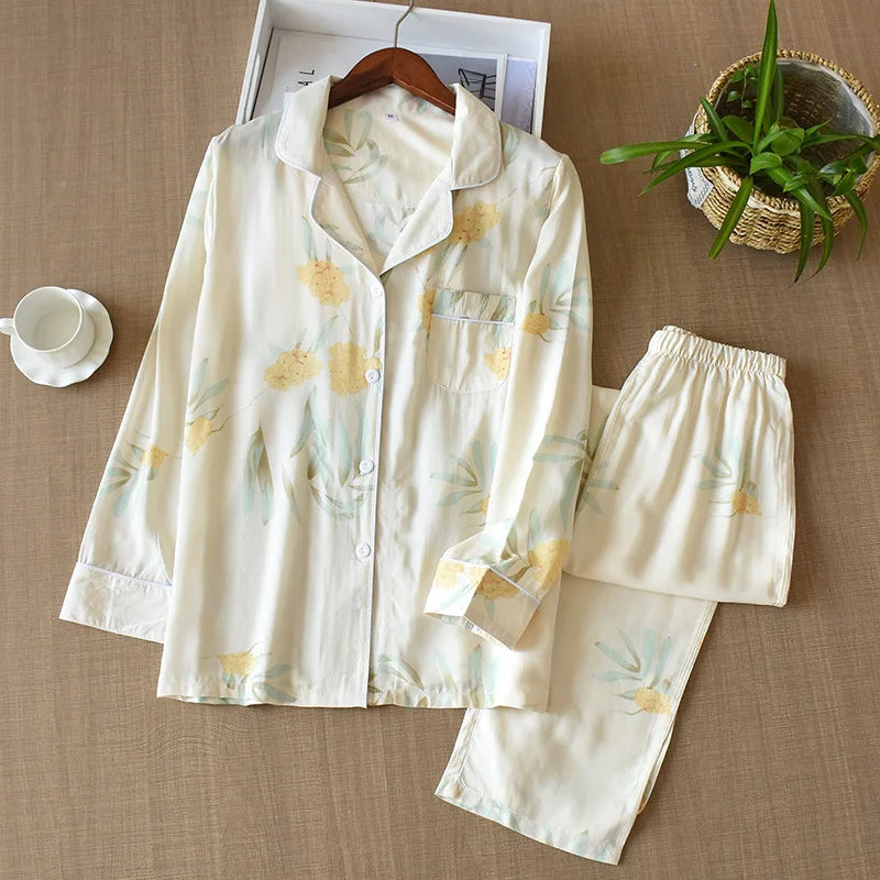 Ensemble Pyjama en Viscose Manches Longues d'été