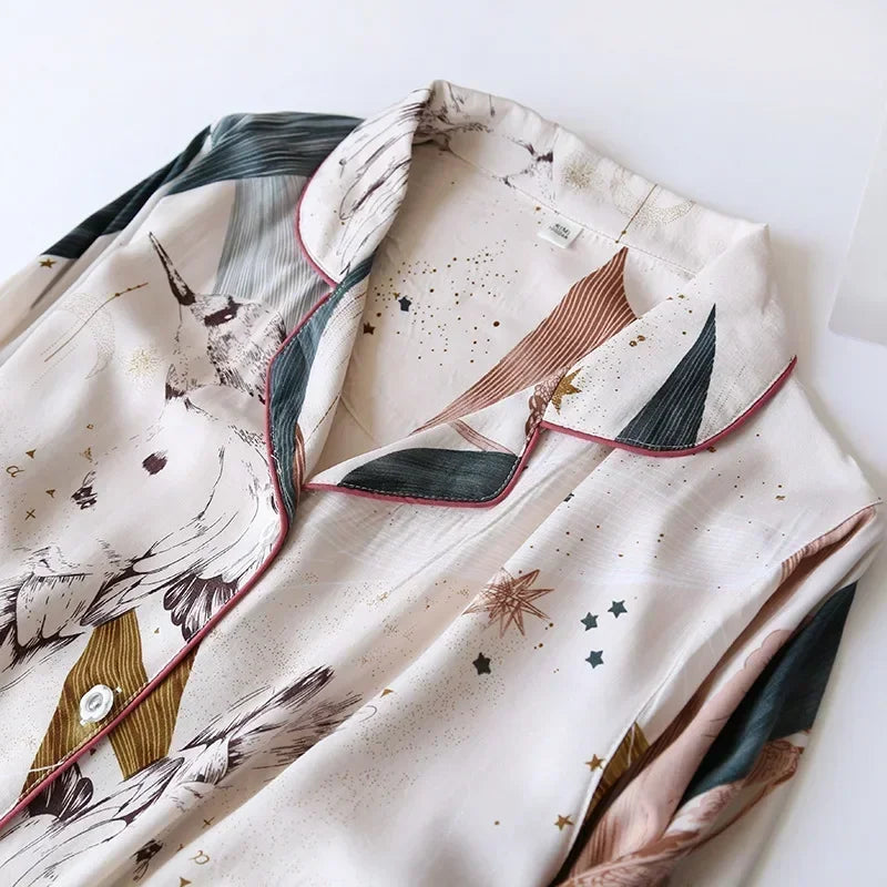 Ensemble Pyjama en Viscose Manches Longues d'été