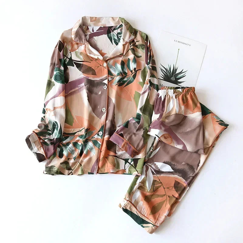 Ensemble Pyjama en Viscose Manches Longues d'été