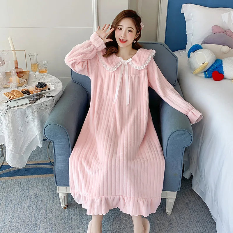 Chemise de Nuit en Flanelle à Volants