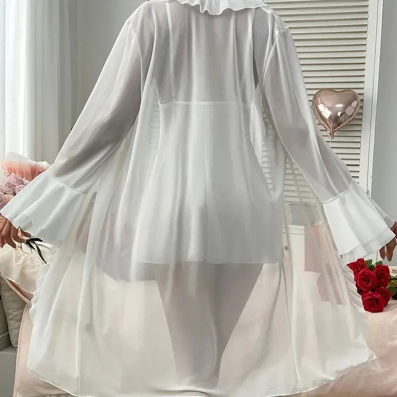 Ensemble Pyjama en Dentelle à Bretelles Grande Taille Sexy