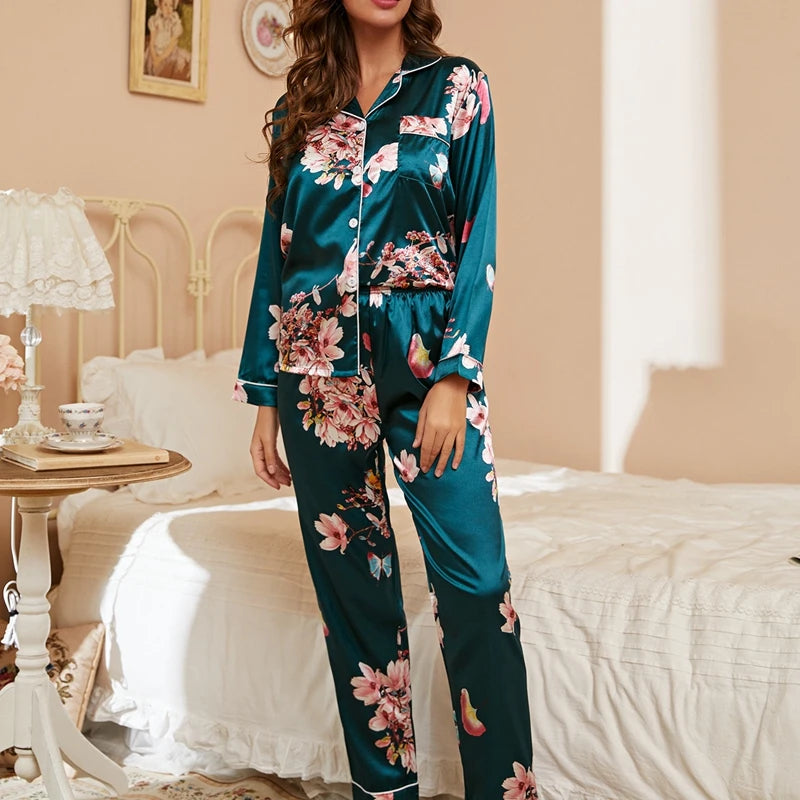 Ensemble Pyjama en Satin Manches Longues Automne/hiver