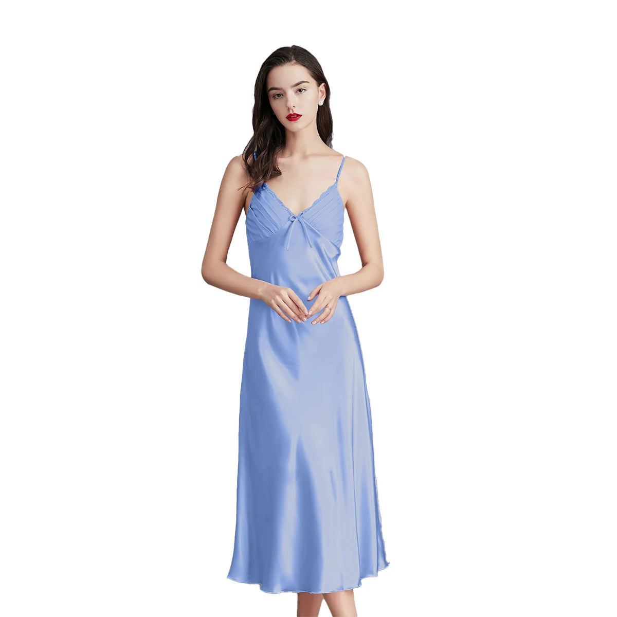 Chemise de Nuit en Satin sans Manches Sexy