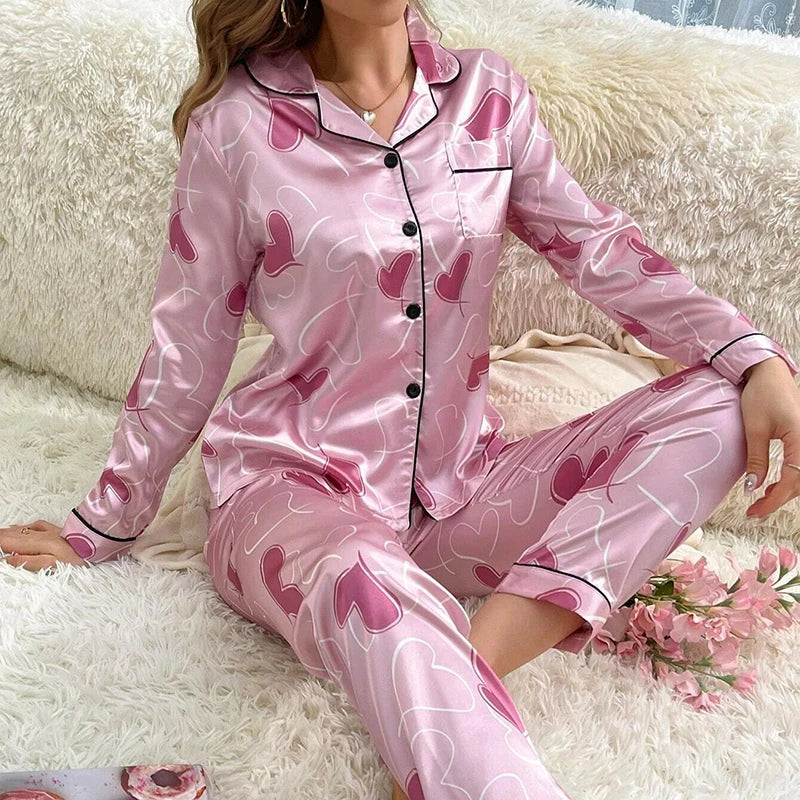 Ensemble Pyjama en Satin Manches Longues Automne/hiver