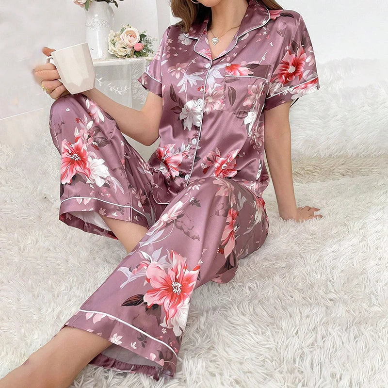 Ensemble Pyjama en Satin Manches Longues Automne/hiver