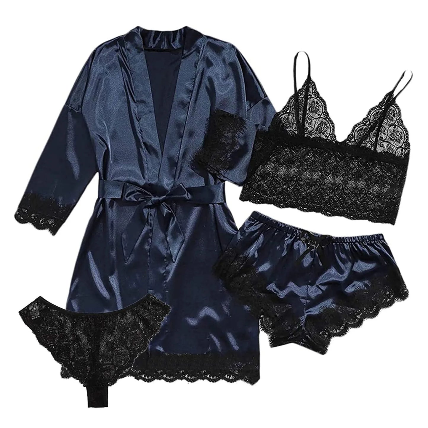 Ensemble Pyjama en Dentelle Long de Mariage