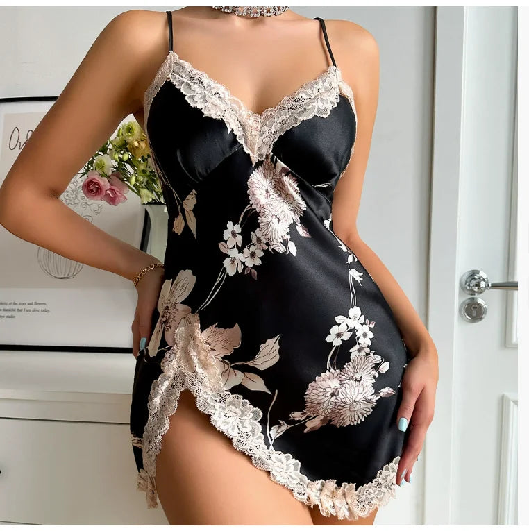 Chemise de Nuit en Dentelle Léopard Dos Nu