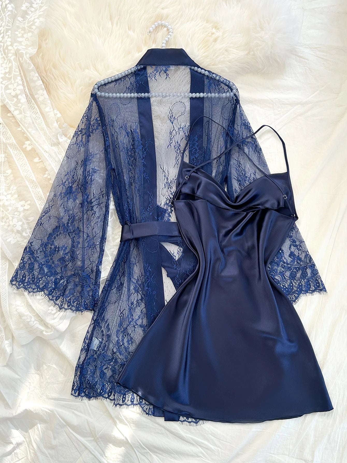 Ensemble Pyjama en Dentelle Transparente Sexy