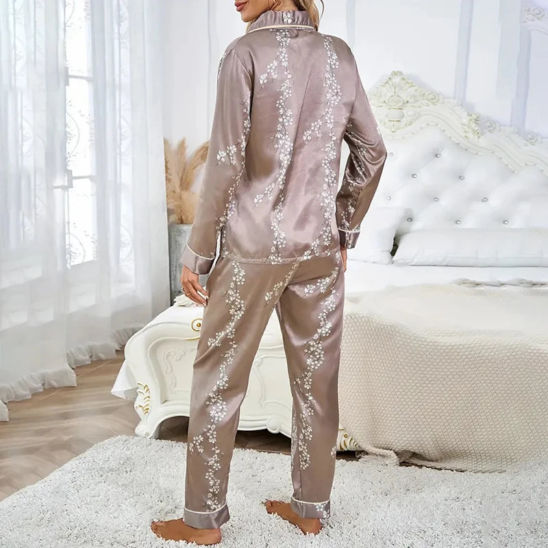 Ensemble Pyjama en Satin Manches Longues Automne/hiver