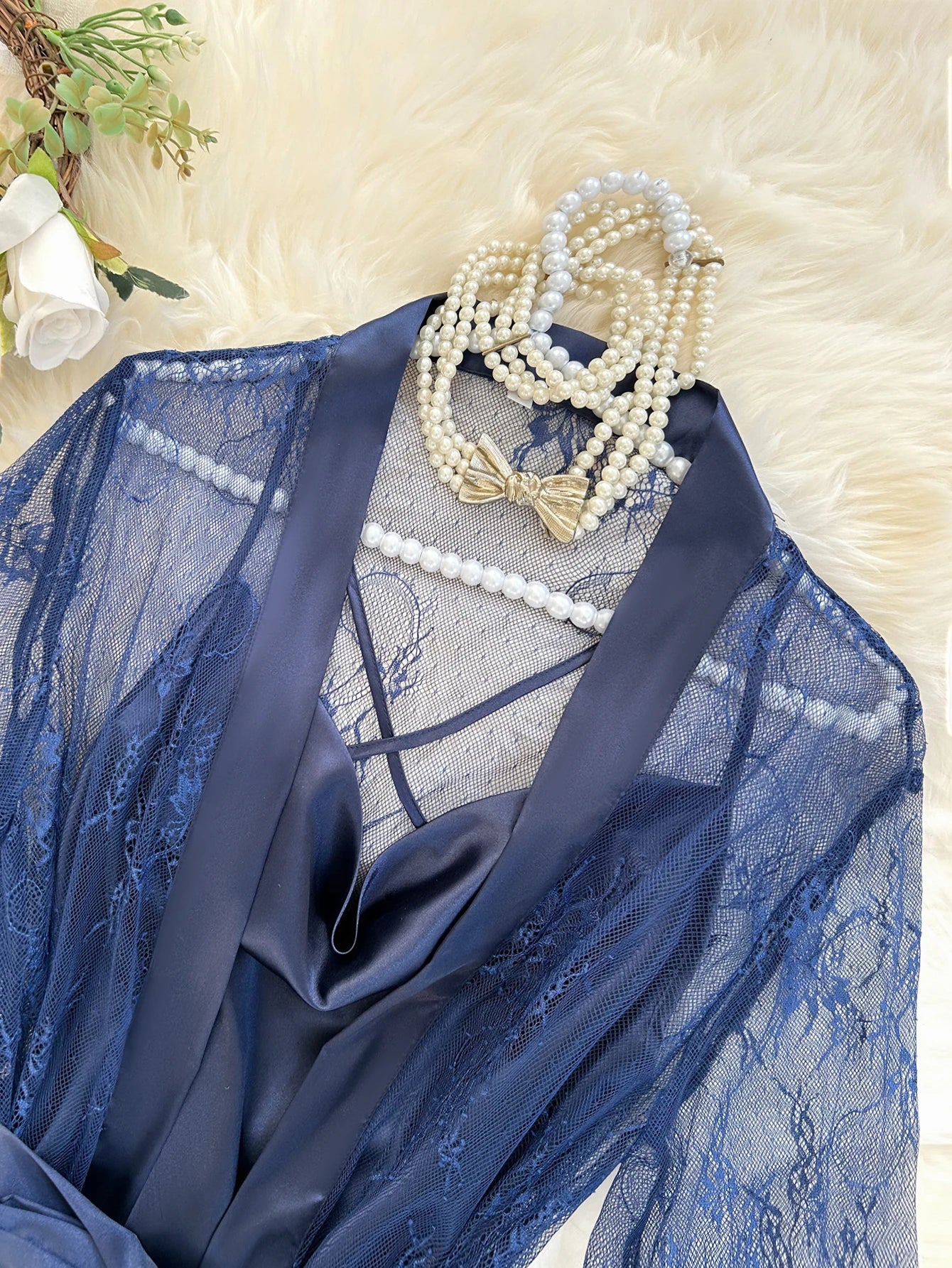 Ensemble Pyjama en Dentelle Transparente Sexy