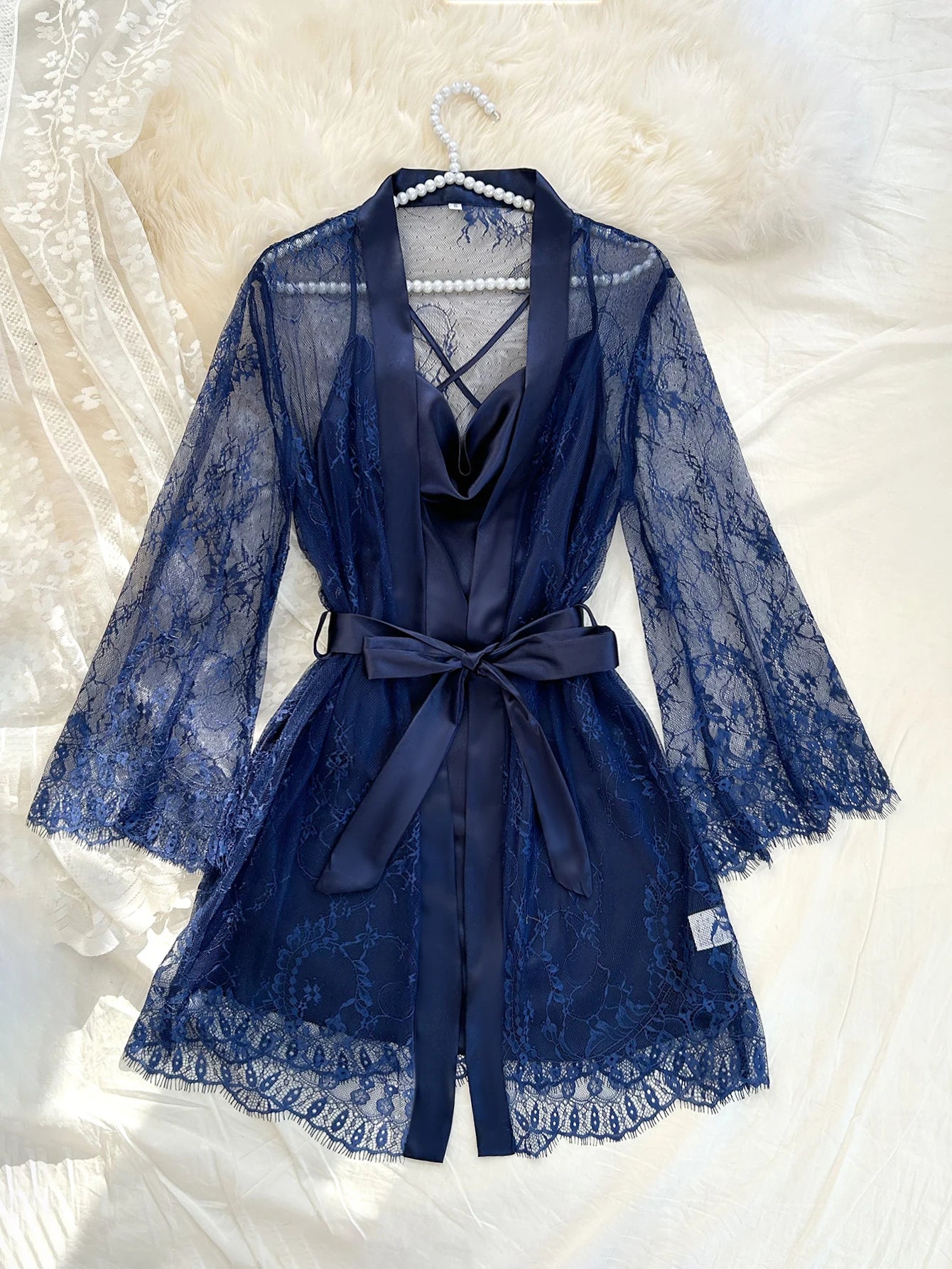Ensemble Pyjama en Dentelle Transparente Sexy