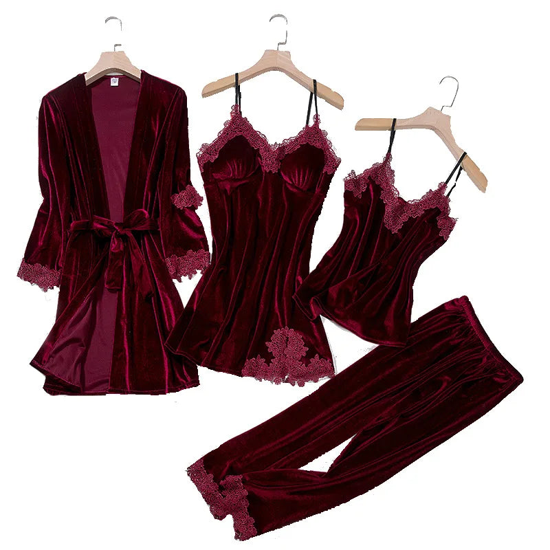 Ensemble Pyjama en Dentelle Manches Longues