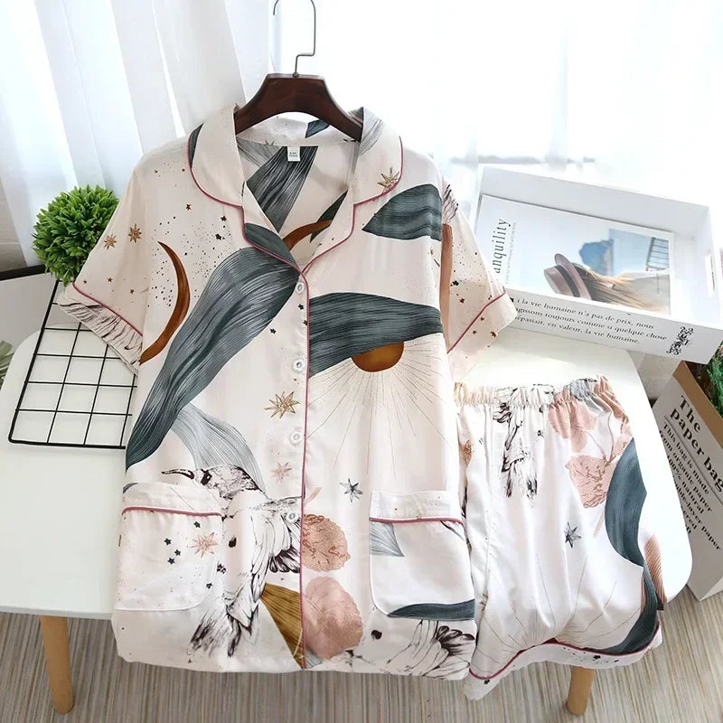 Ensemble Pyjama en Viscose Manches Longues d'été