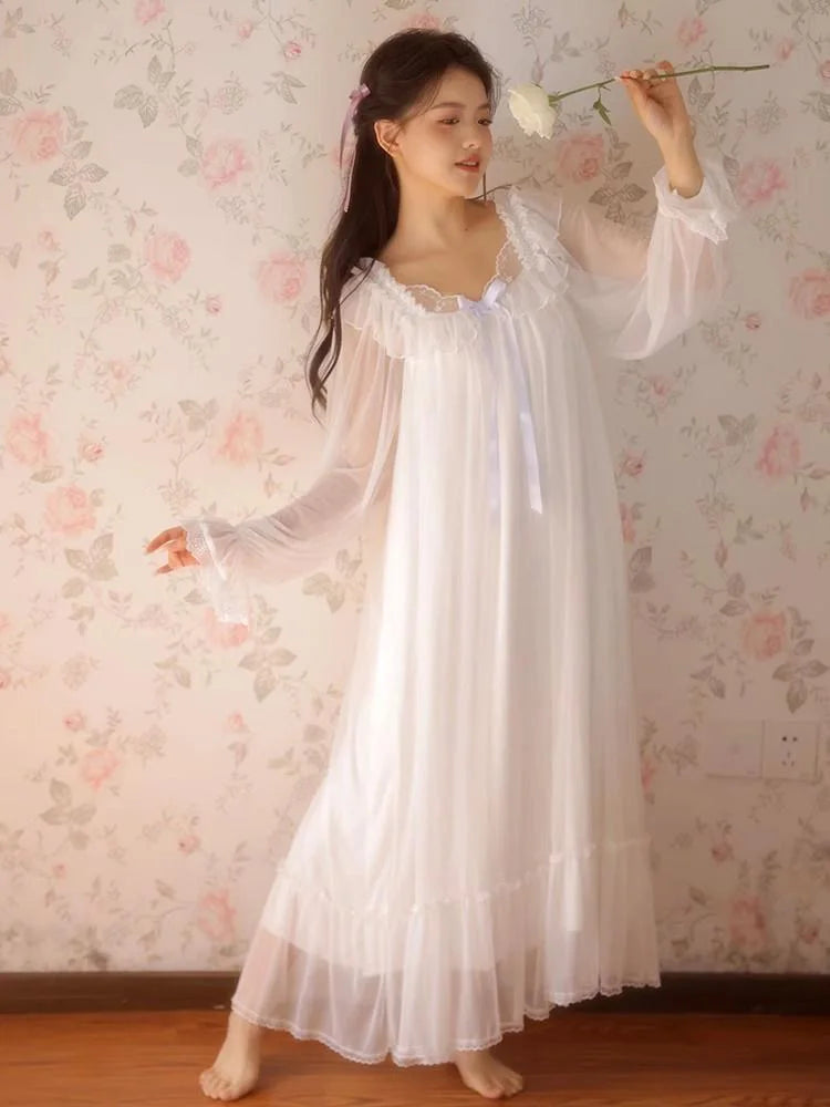 Ensemble Pyjama en Dentelle Manches Longues Grande Taille