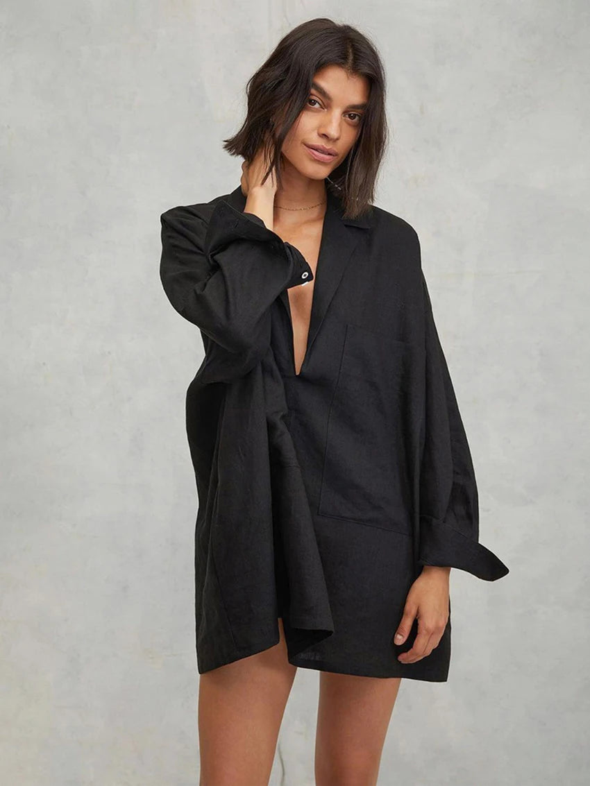 Ensemble Pyjama en Coton Manches Longues Sexy